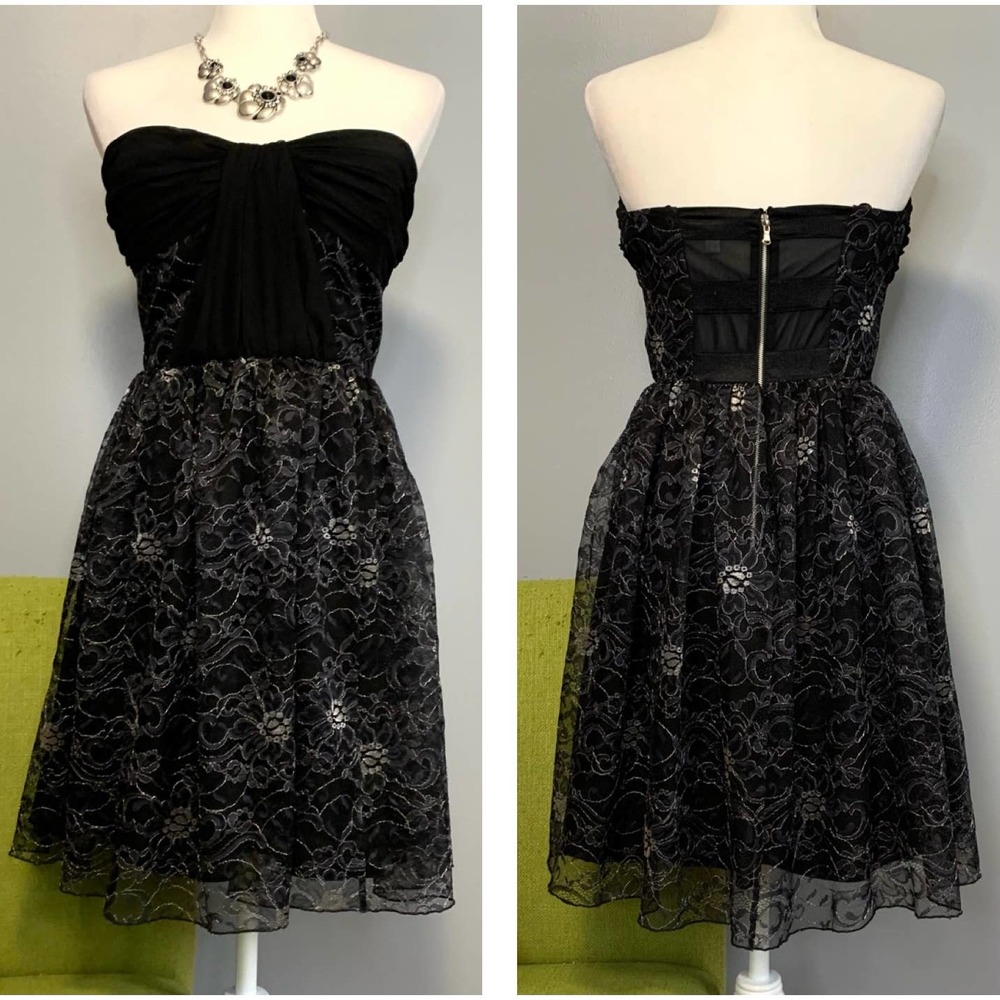 Erin Fetherston Black Lace Strapless Mini Dress